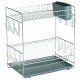 Large stainless steel dish rack with grey tray and cutlery holder